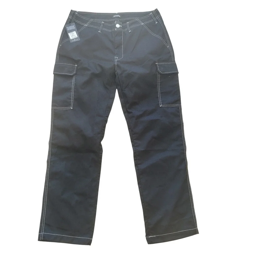 True Religion Mens Cargo SN Pant HS Jet Black Contrast Stitch Size 36 700820 NEW